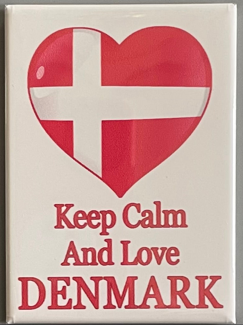 Rectangle Magnet, Keep Calm & Love Denmark