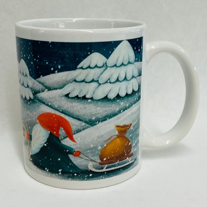 Gnome with sled coffee mug