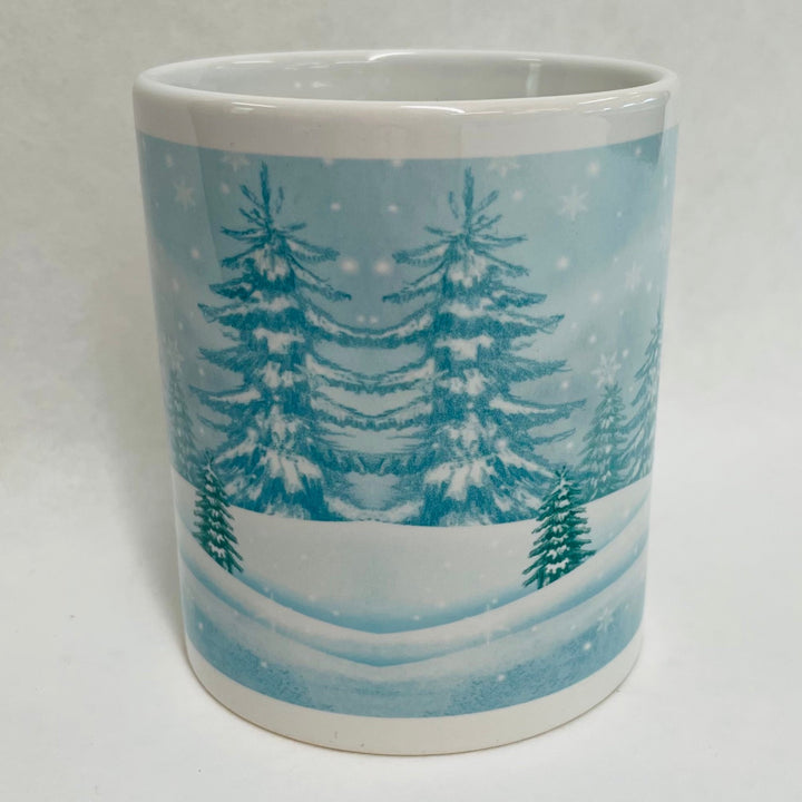 Gnome Tomte in snowy forest coffee mug