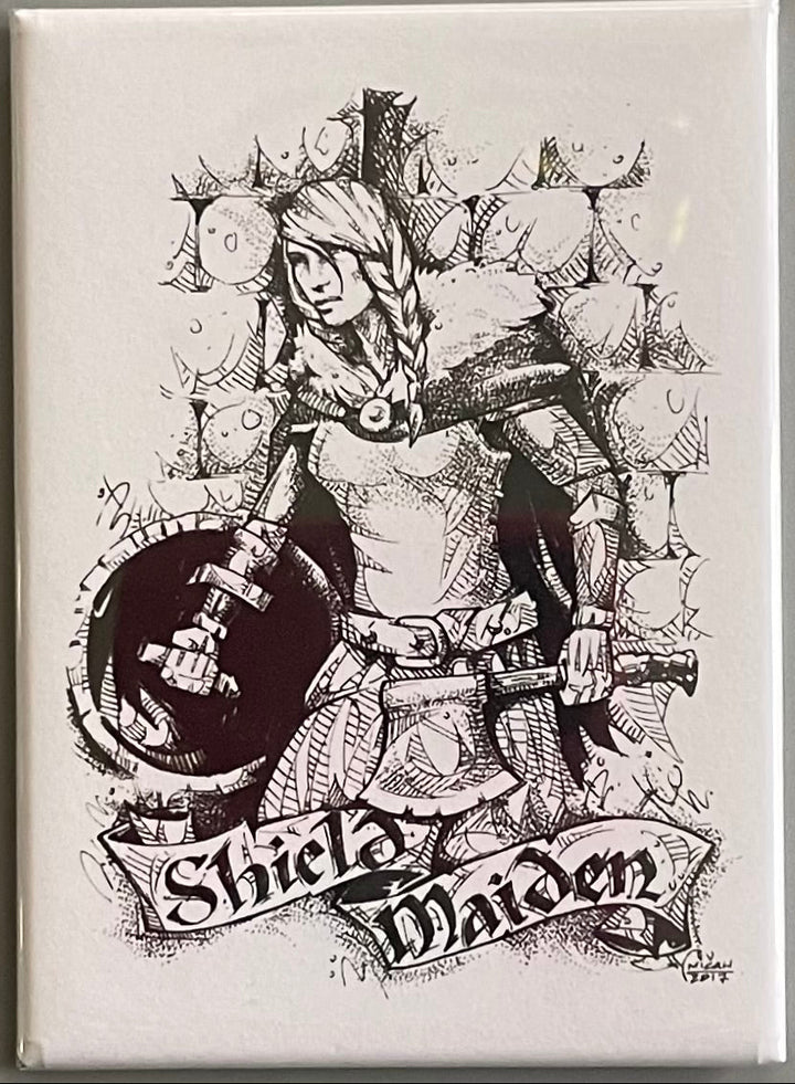 Rectangle Magnet, Micah Holland Viking lady Shield Maiden