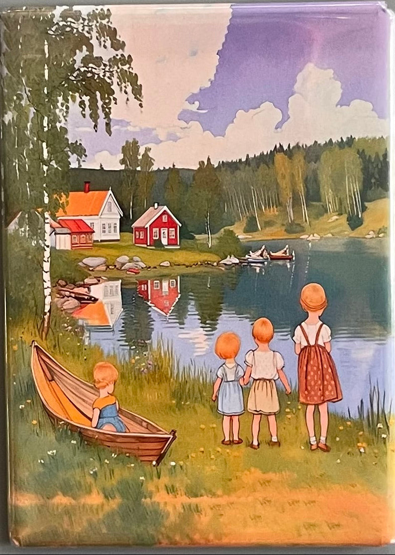 Rectangle Magnet,  Children by the Lake