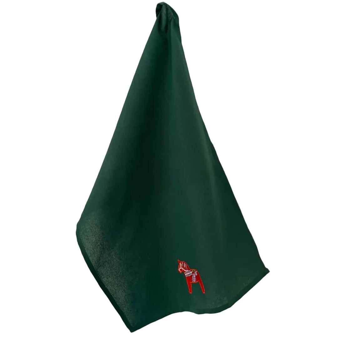 Dish Towel - Dala Horse on Green
