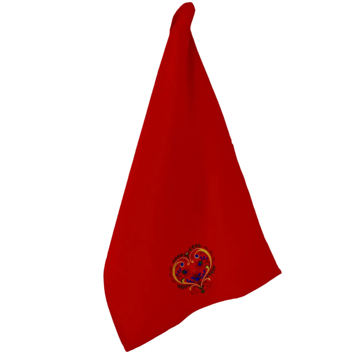 Dish Towel - Heart on red