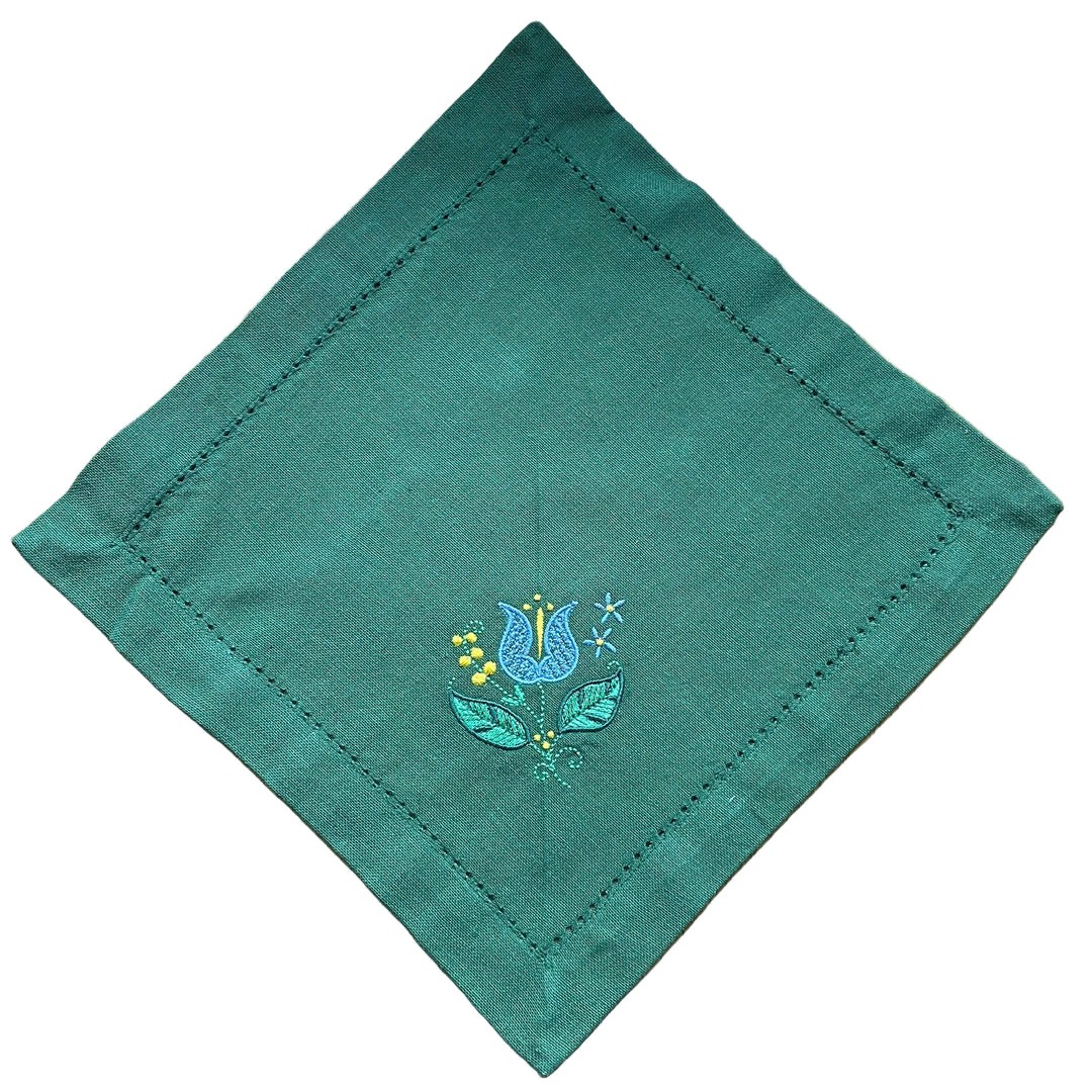 Small Square Doily Embroidered Tulip Flower