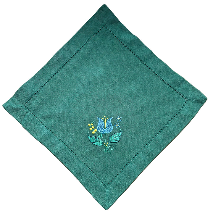 Small Square Doily Embroidered Tulip Flower