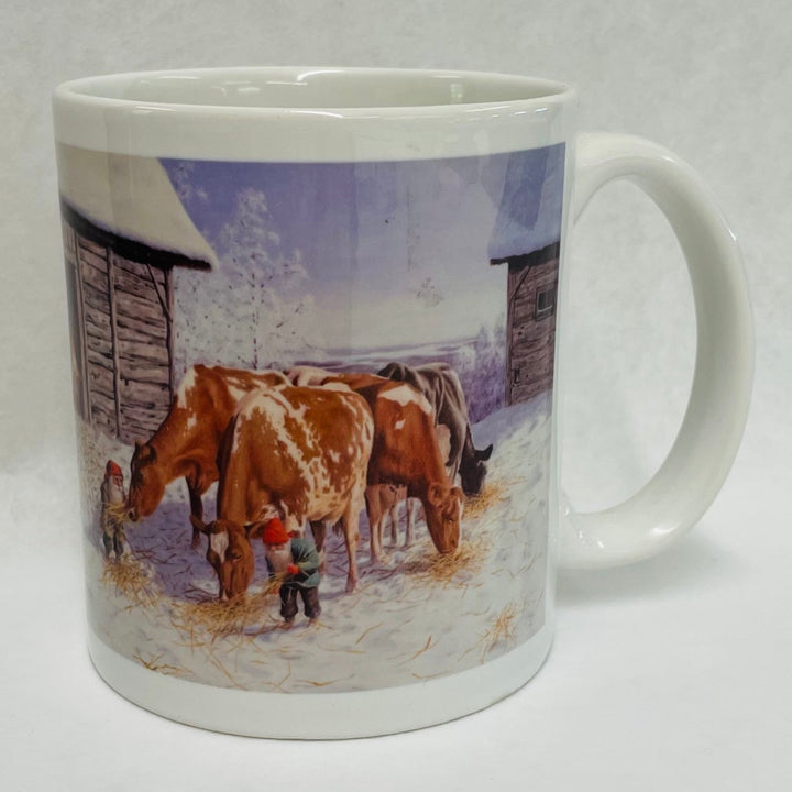 Jan Bergerlind Tomte feeding cows coffee mug