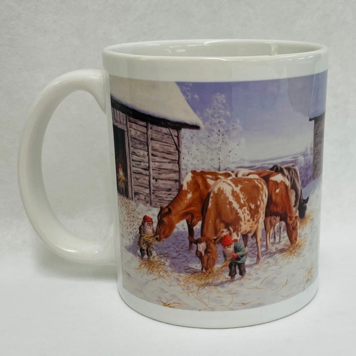 Jan Bergerlind Tomte feeding cows coffee mug