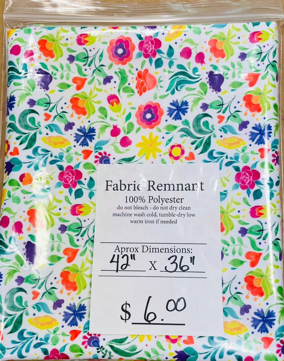 $6.00 SALE Fabric 42" Spring Flowers with Hearts