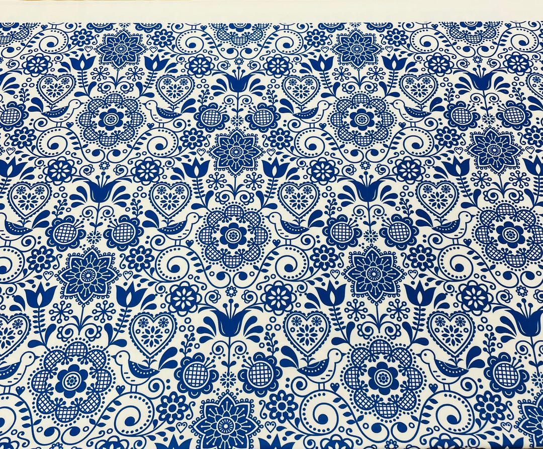 $6.00 SALE Fabric 42" Flowers & Birds Folk Art