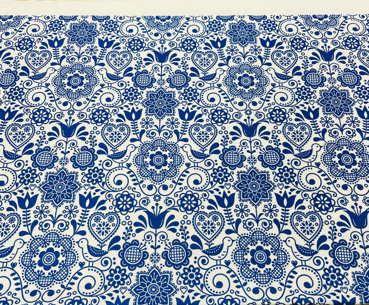 $6.00 SALE Fabric 42" Flowers & Birds Folk Art