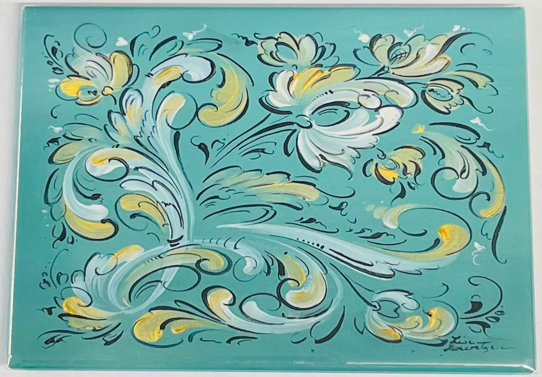 Rectangle Magnet, Lise Lorentzen Rosemaling