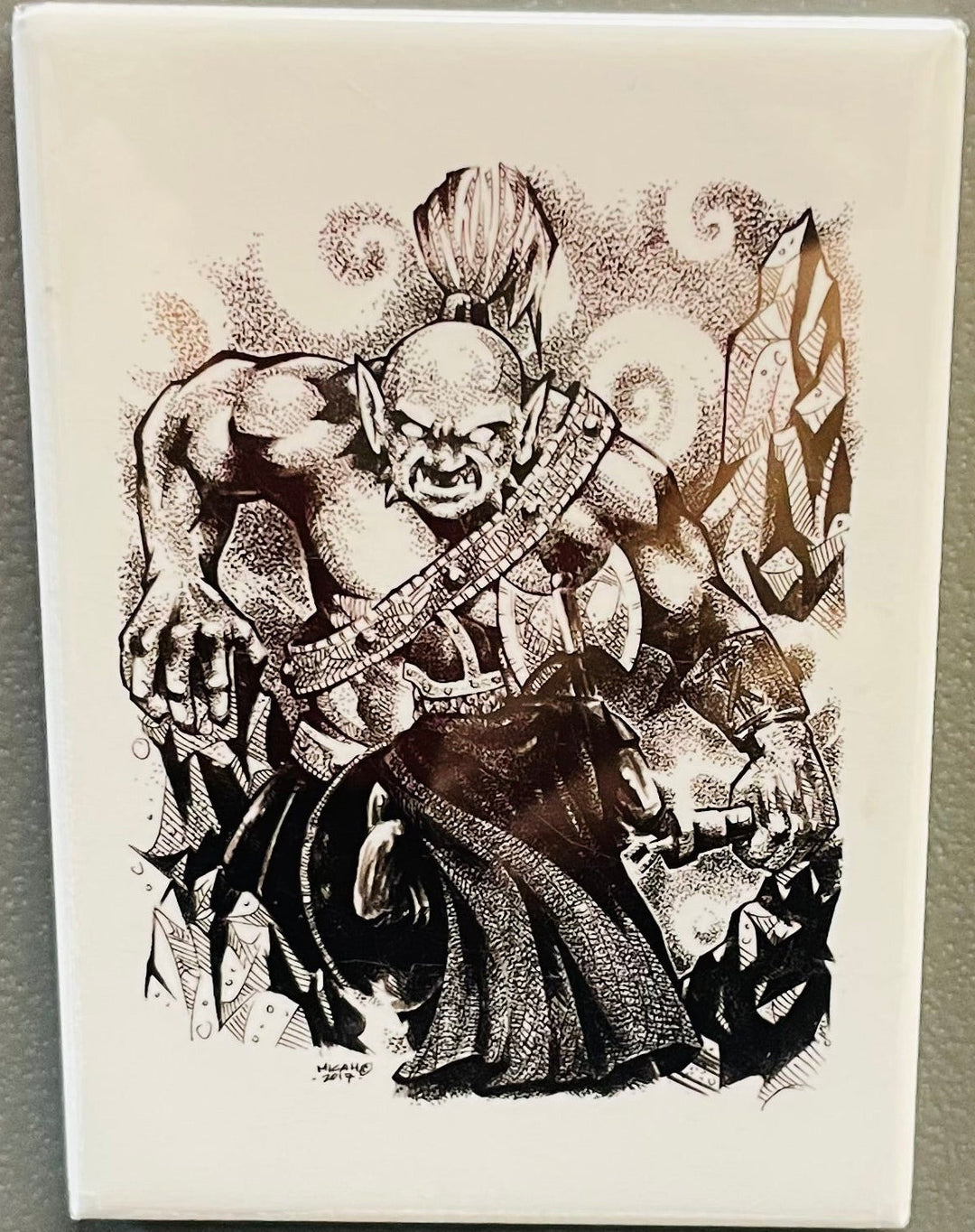 Rectangle Magnet, Micah Holland Viking Fighting Ogre