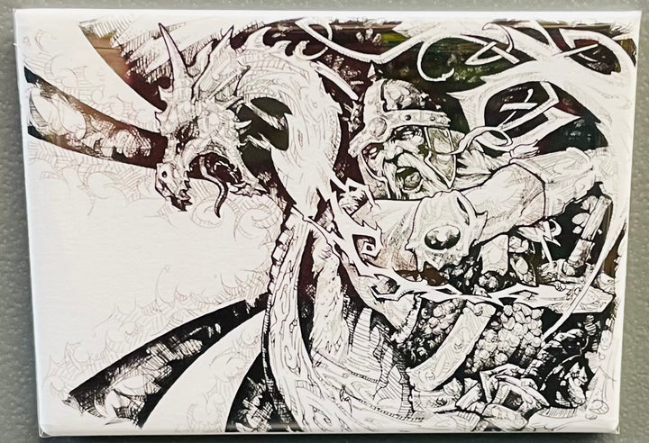 Rectangle Magnet, Micah Holland Viking fighting dragon