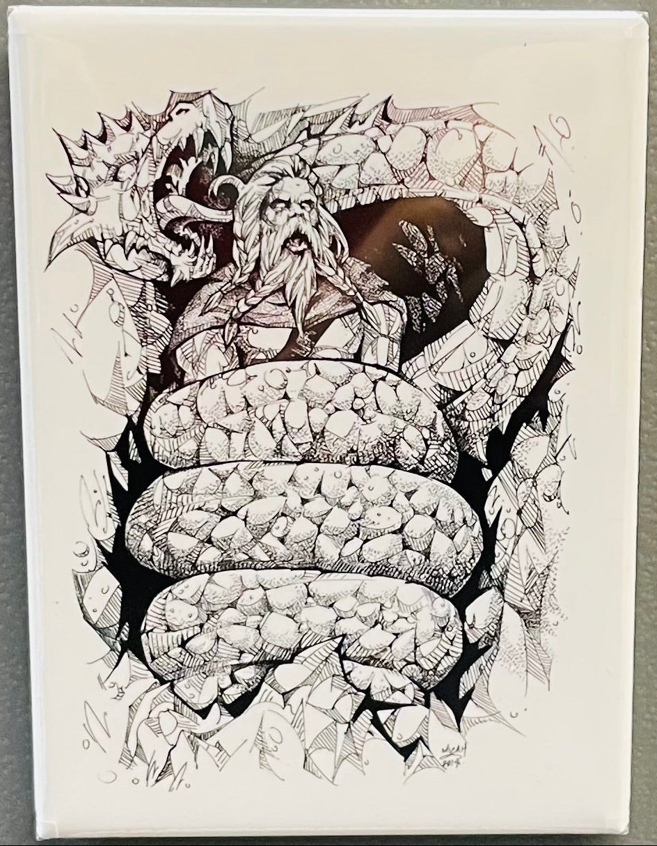 Rectangle Magnet, Micah Holland Viking with dragon