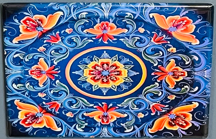 Rectangle Magnet, Lise Lorentzen Rosemaling
