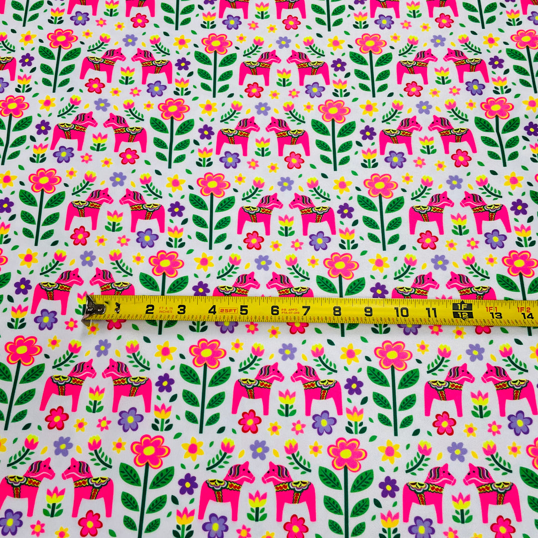 Fabric Pink Dala Horses
