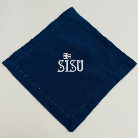 Small Square Embroidered Sisu on Blue