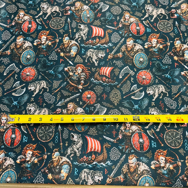 Fabric Viking Man and Woman Archer with Wolves