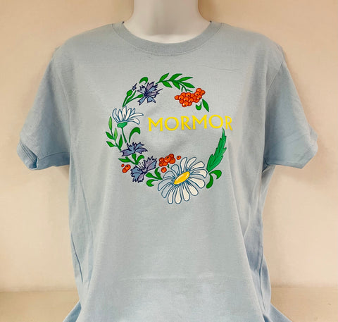 Floral Mormor on Light Blue T-shirt
