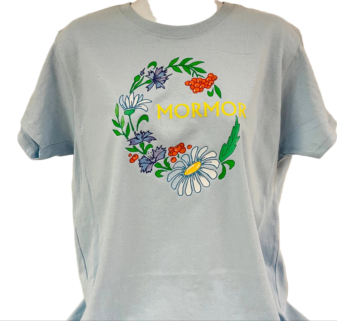Floral Mormor on Light Blue T-shirt