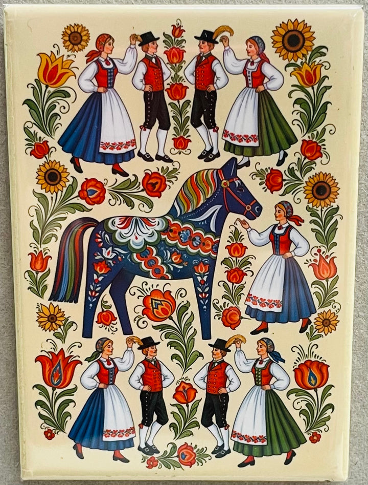 Rectangle Magnet, Dala Horse and Dancers