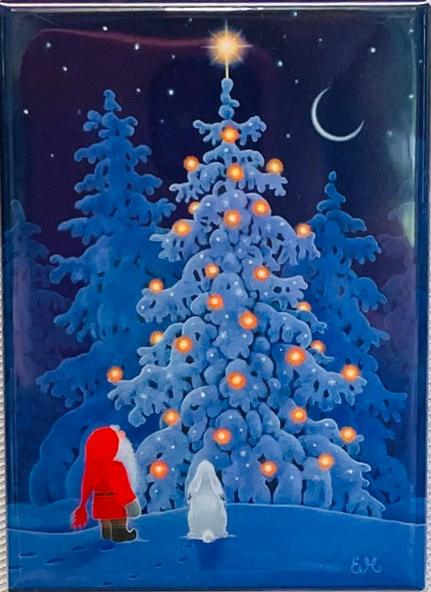 Rectangle Magnet, Eva Melhuish Tomte & Rabbit at Tree