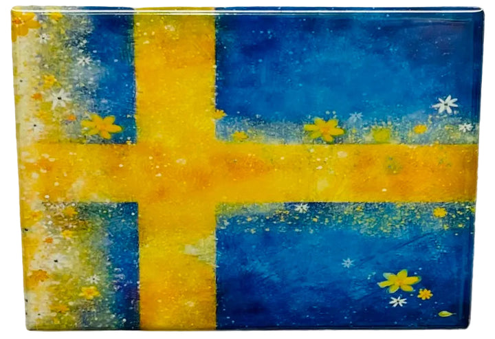 Rectangle Magnet, Flowery Sweden Flag