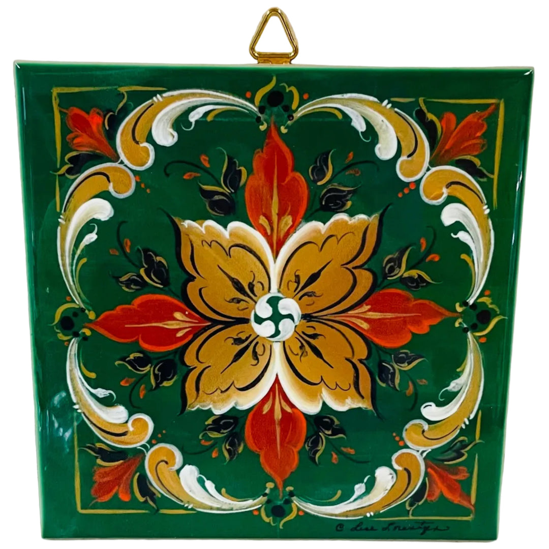 6" Ceramic Tile, Lise Lorentzen Rosemaling