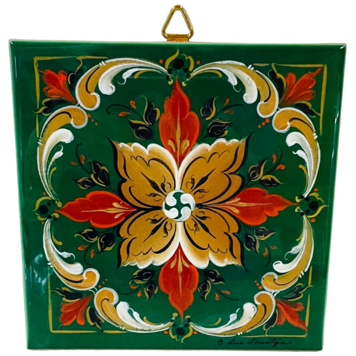 6" Ceramic Tile, Lise Lorentzen Rosemaling