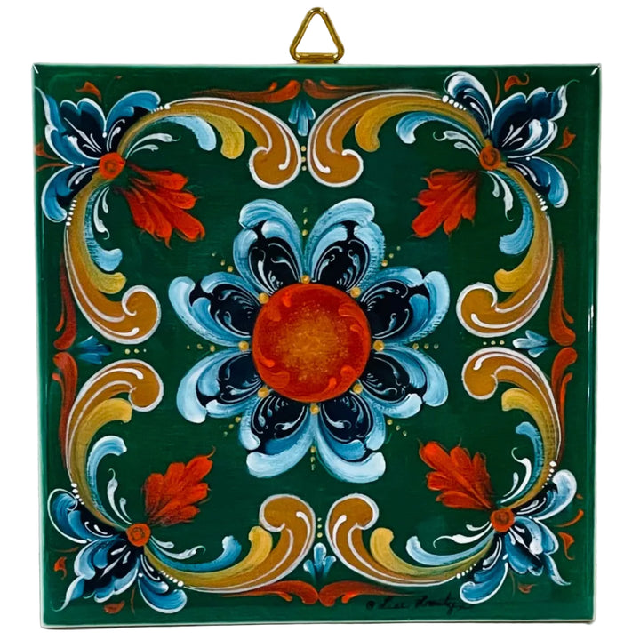 6" Ceramic Tile, Lise Lorentzen Rosemaling