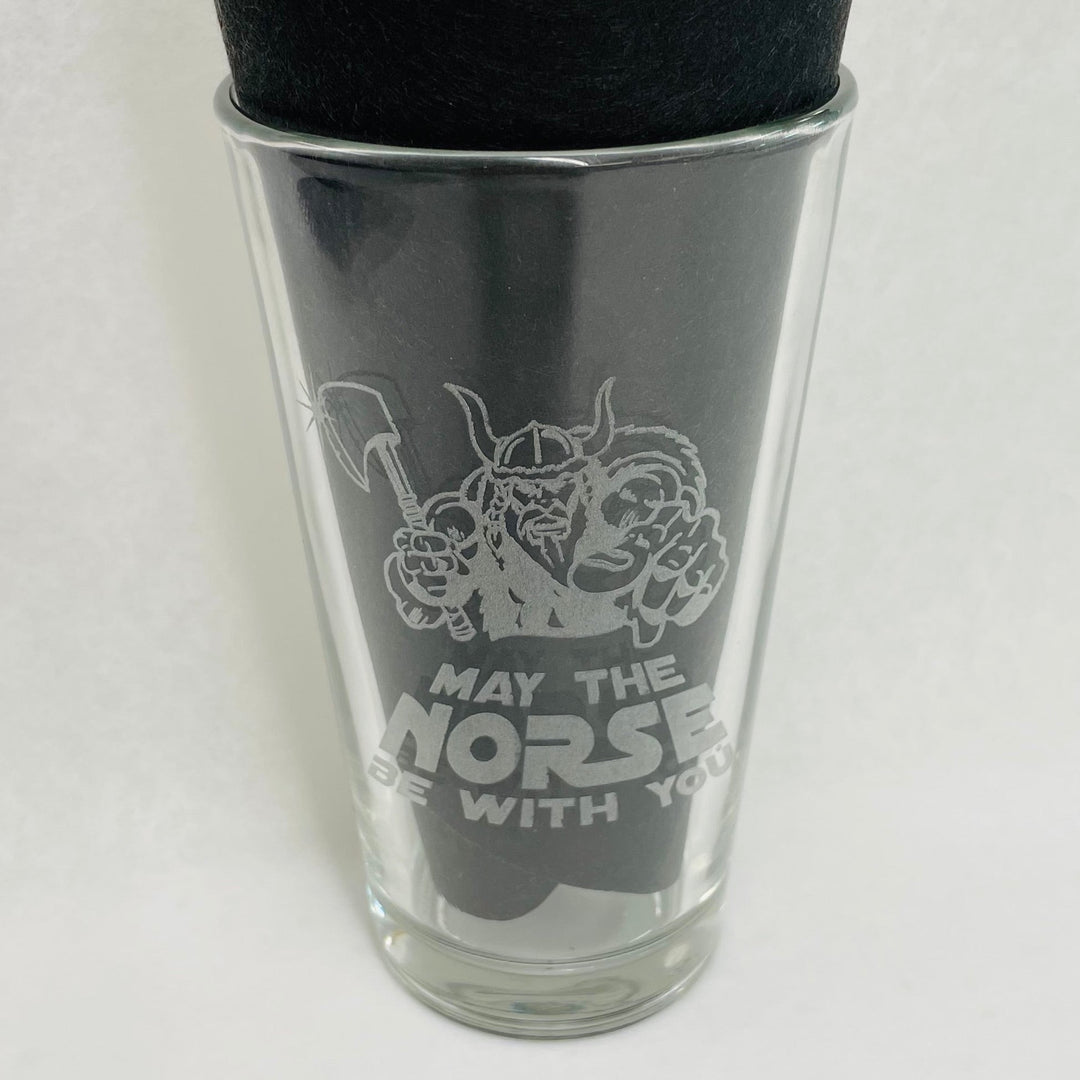 Etched 16oz pint glass - May the Norse be with you