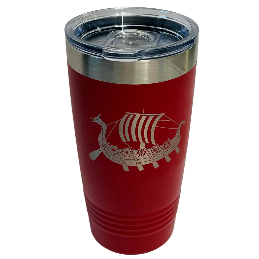 Viking Ship on Red 20 oz Stainless Steel hot/cold Cup