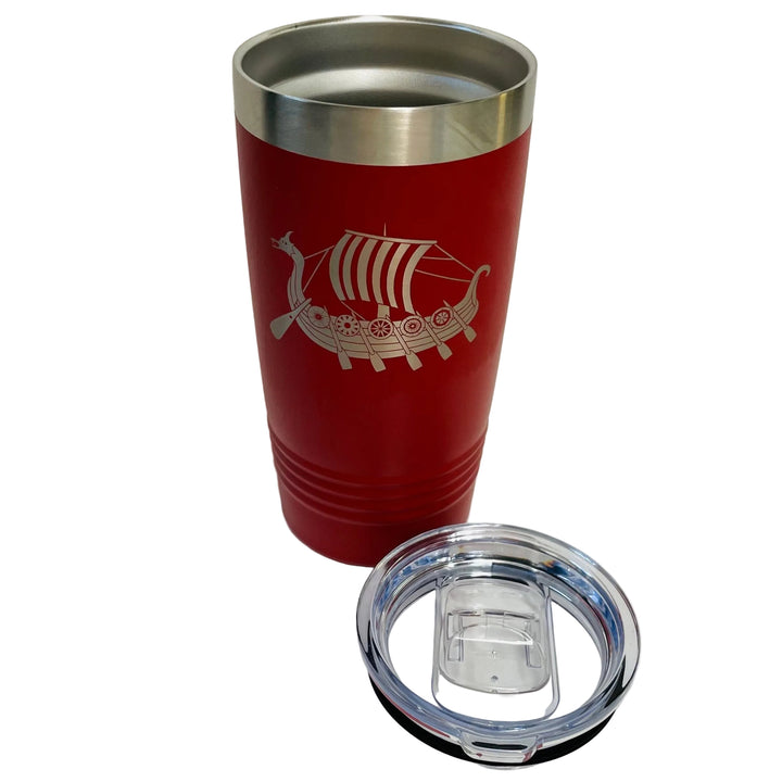 Viking Ship on Red 20 oz Stainless Steel hot/cold Cup