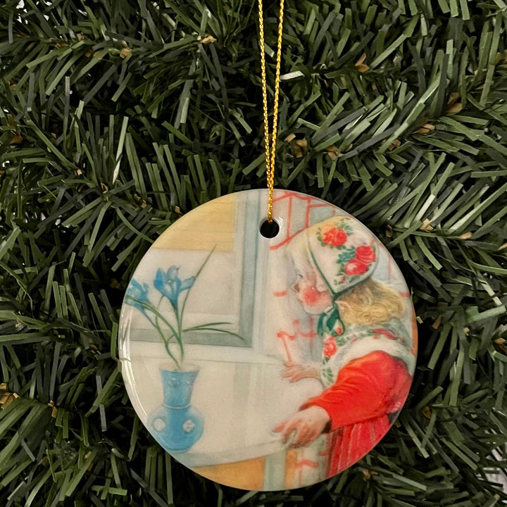 Ceramic Ornament, Carl Larsson Karin at the window