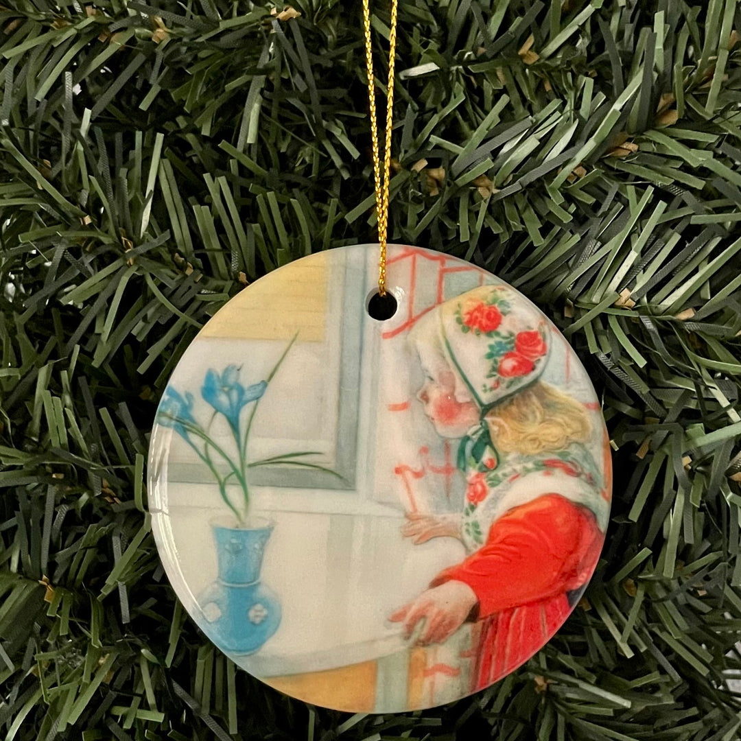 Ceramic Ornament, Carl Larsson Karin at the window