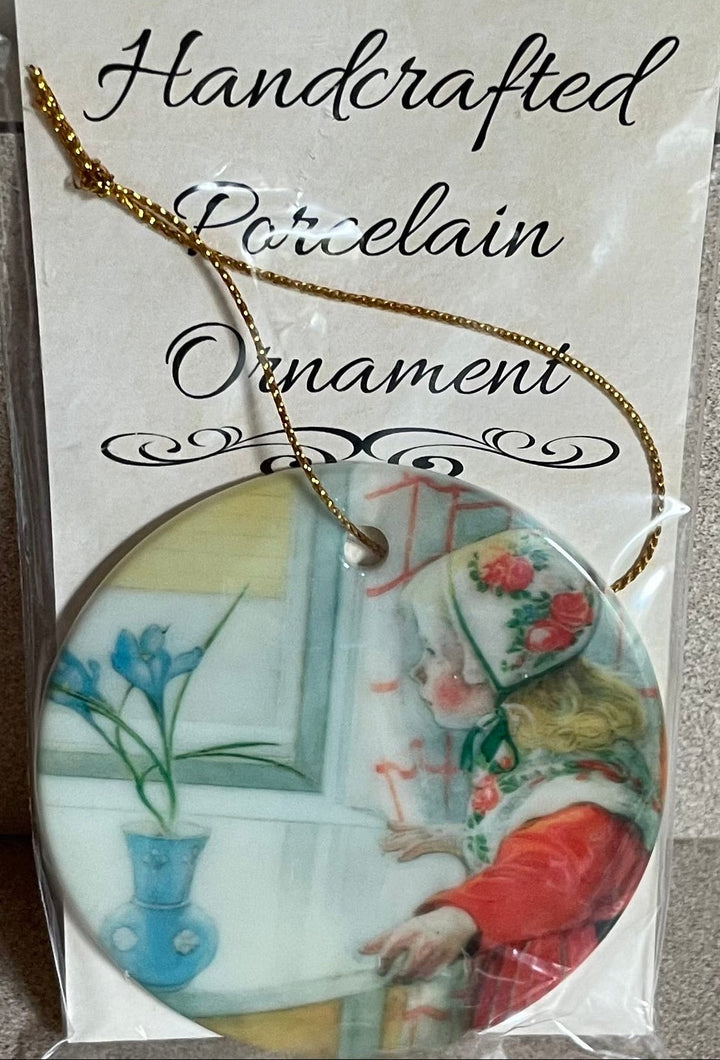 Ceramic Ornament, Carl Larsson Karin at the window