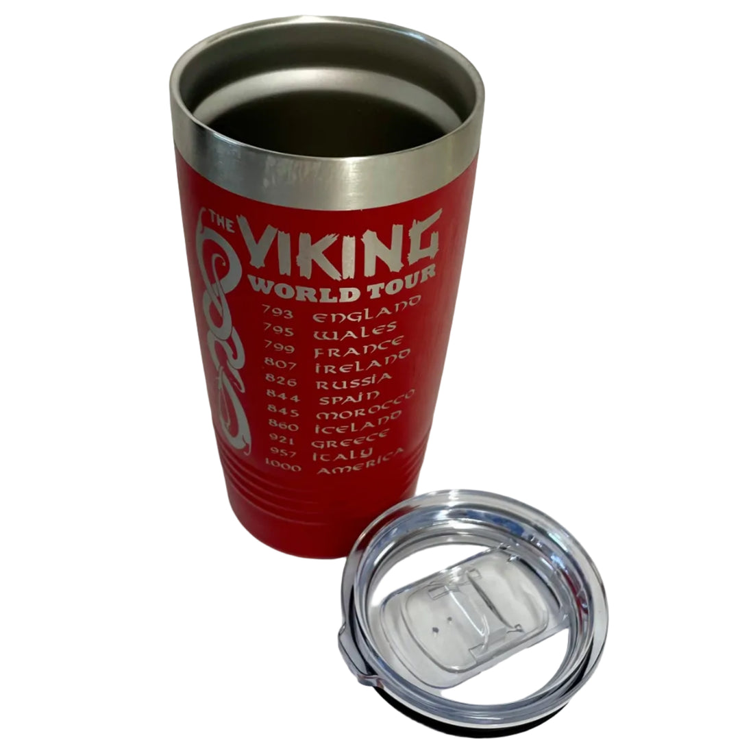 Viking World Tour on Red 20 oz Stainless Steel hot/cold Cup
