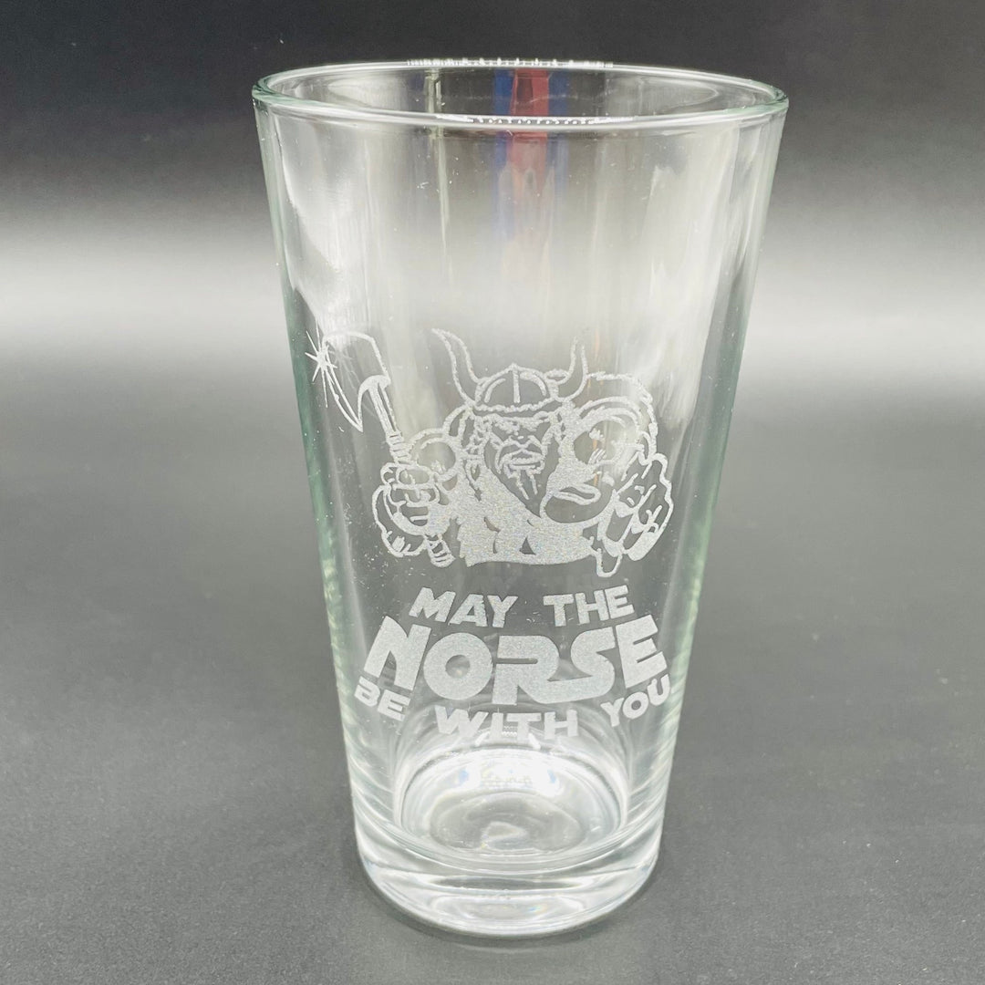 Etched 16oz pint glass - May the Norse be with you