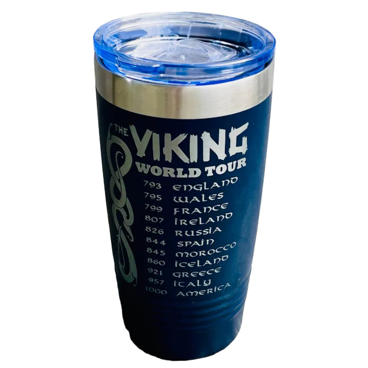 Viking World Tour on Navy Blue 20 oz Stainless Steel hot/cold Cup