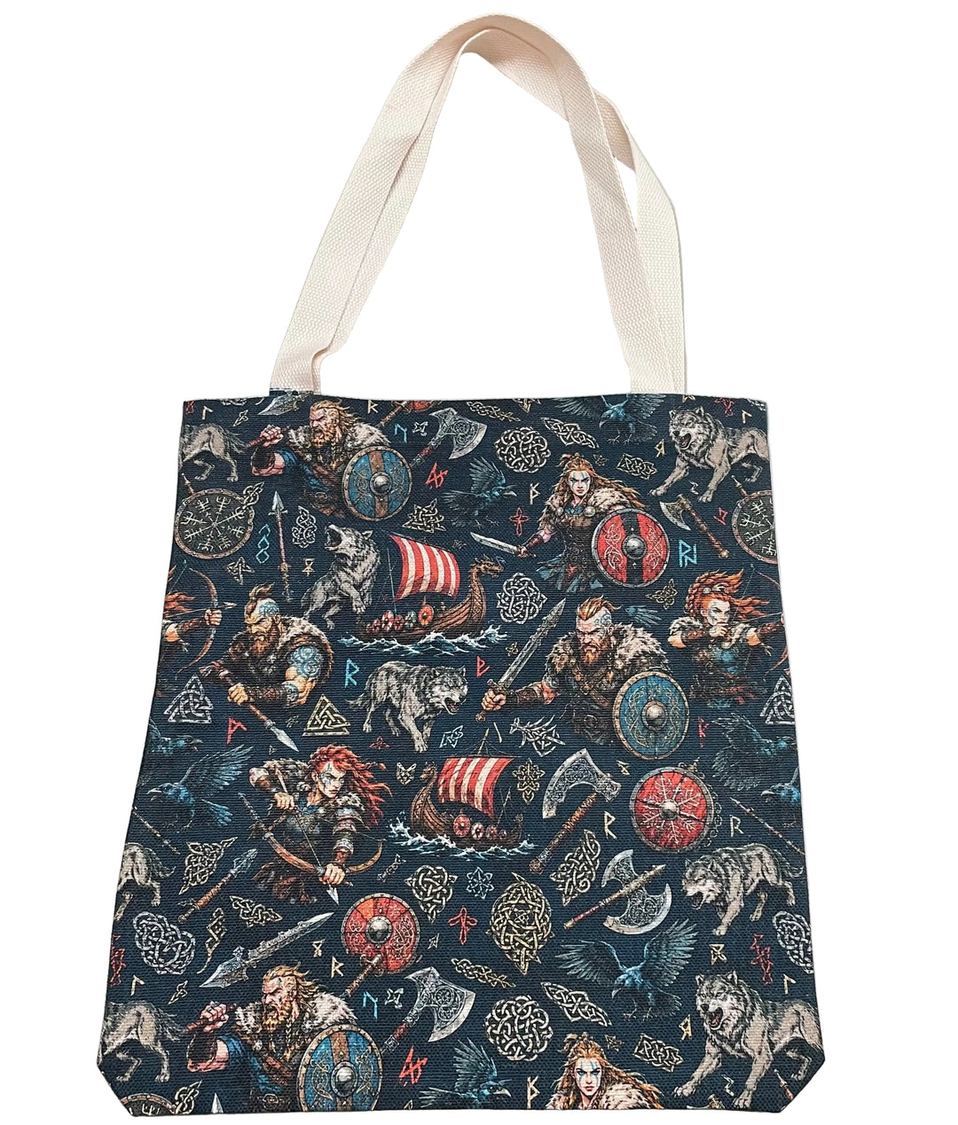 Linen look Tote bag Viking Man, Woman & Ships