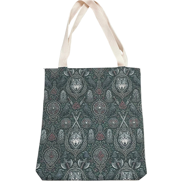 Linen look Tote bag Shields Swords Wolves