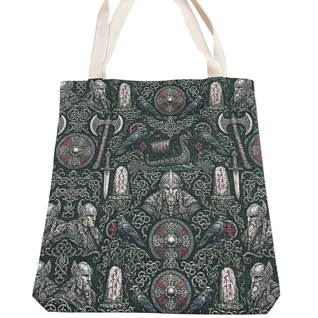 Linen look Tote bag  Vikings Shields, Ax, Raven