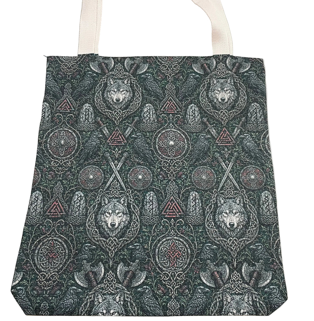 Linen look Tote bag Shields Swords Wolves