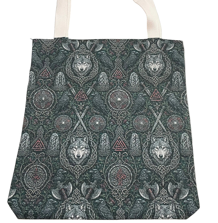 Linen look Tote bag Shields Swords Wolves