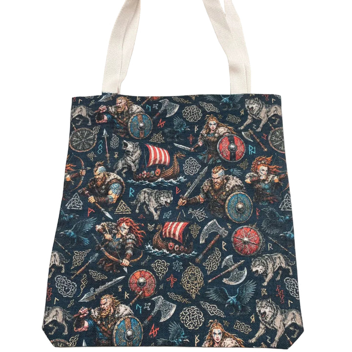 Linen look Tote bag Viking Man, Woman & Ships