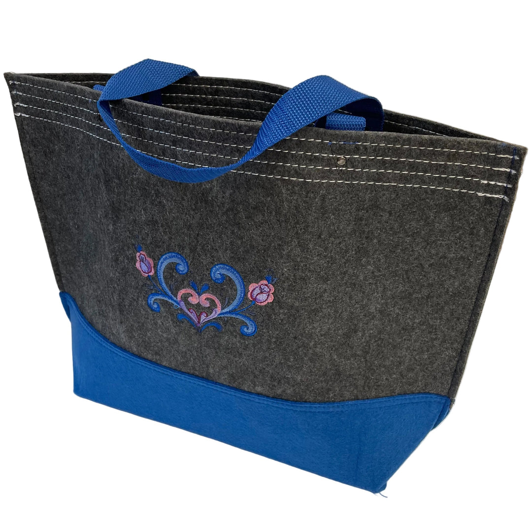 Tote Bag - Grey with Rosemaling Heart