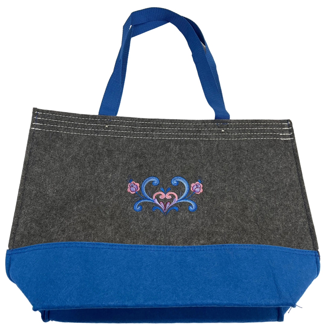 Tote Bag - Grey with Rosemaling Heart