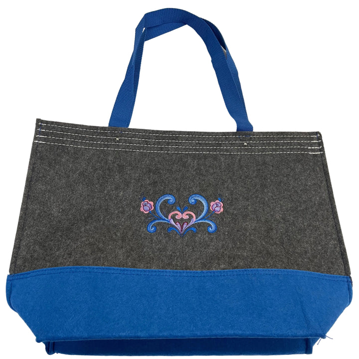 Tote Bag - Grey with Rosemaling Heart