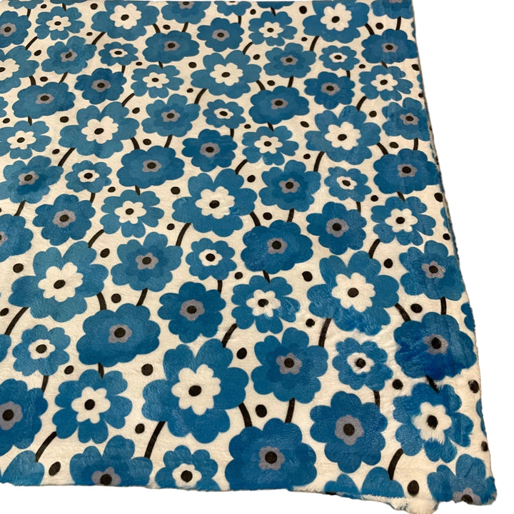 Minky Baby Blanket - Blue Flower Smiles