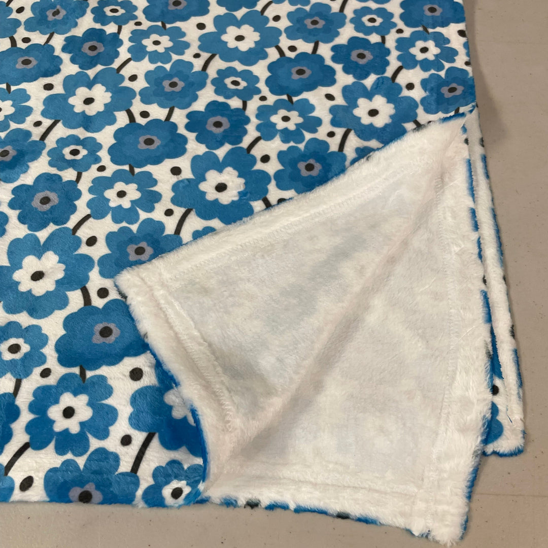 Minky Baby Blanket - Blue Flower Smiles